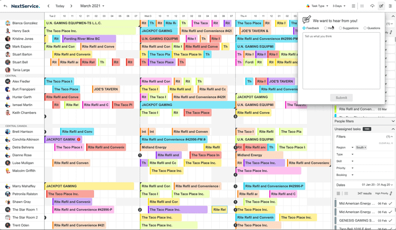 Een schermafdruk van een projectplanning op een computer.